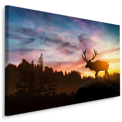 Obraz Na Płótnie Jeleń O Zachodzie Słońca