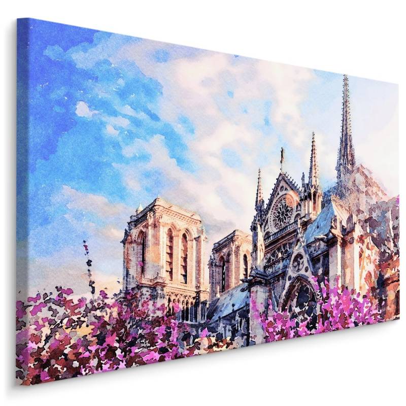 Obraz Na Płótnie Katedra Notre Dame Pośród Kwiatów