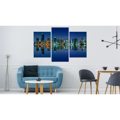 Obraz Wieloczęściowy Panorama Miami Nocą Horyzontalny Widok