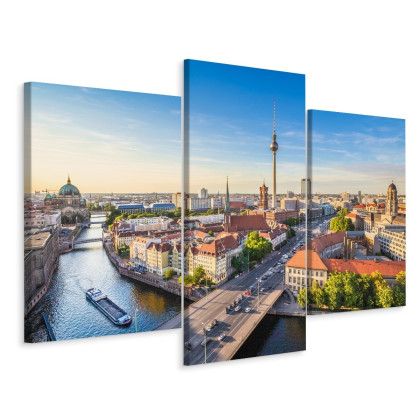 Obraz Wieloczęściowy Rzeka Sprewa I Panoramiczny Widok Berlina