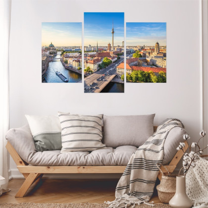 Obraz Wieloczęściowy Rzeka Sprewa I Panoramiczny Widok Berlina