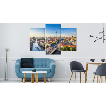 Obraz Wieloczęściowy Rzeka Sprewa I Panoramiczny Widok Berlina
