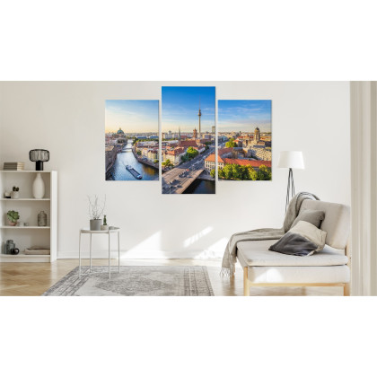 Obraz Wieloczęściowy Rzeka Sprewa I Panoramiczny Widok Berlina