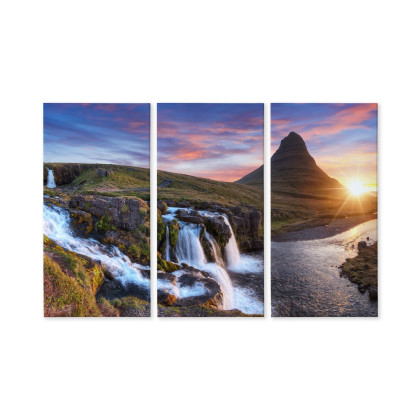 Obraz Wieloczęściowy Góra Kirkjufell Z Wodospadami