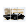 Obraz Wieloczęściowy Amerykański Muscle Car Na Tle Flagi Usa