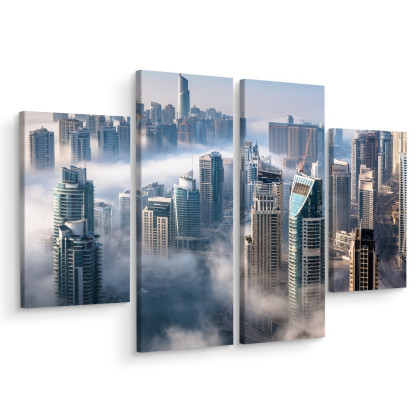 Obraz Wieloczęściowy Panorama Dubaju Miasto We Mgle