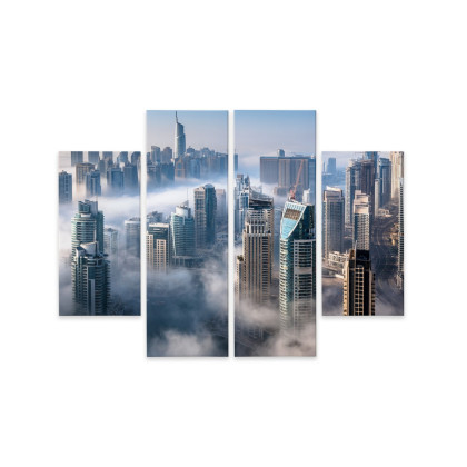 Obraz Wieloczęściowy Panorama Dubaju Miasto We Mgle