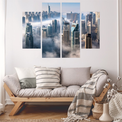 Obraz Wieloczęściowy Panorama Dubaju Miasto We Mgle