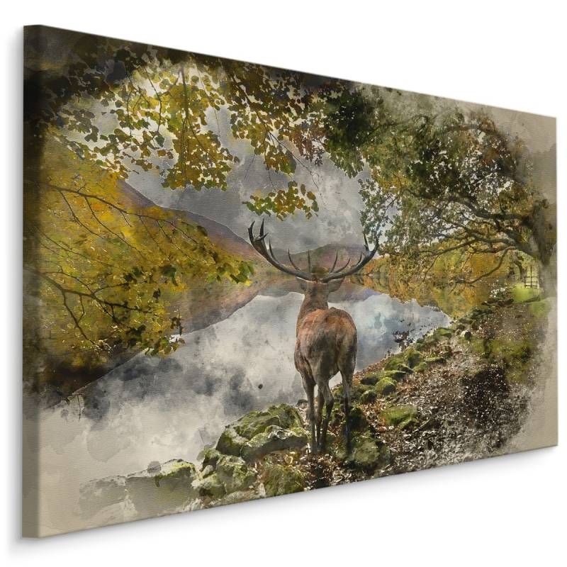 Obraz Na Płótnie Jeleń Nad Rzeką