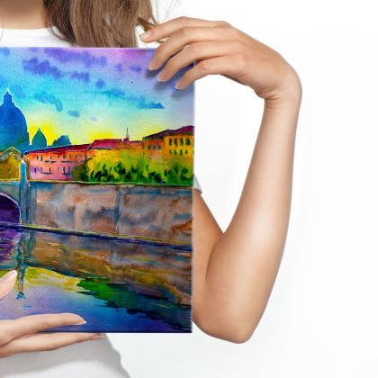 Obraz Na Płótnie Panorama Watykanu Malowana Akwarelą