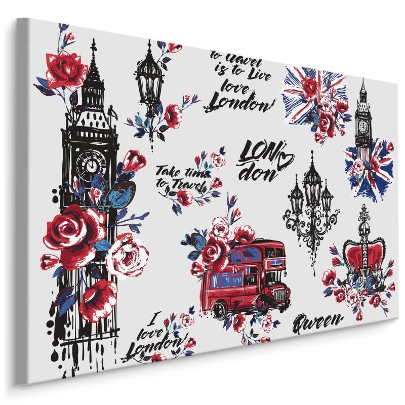 Obraz Na Płótnie Londyńskie Symbole I Kwiaty