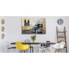 Obraz Na Płótnie Akwarelowy Samochód I Stare Miasto