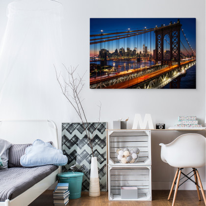 Obraz Na Płótnie Nocny Widok 3D Na Manhattan Bridge