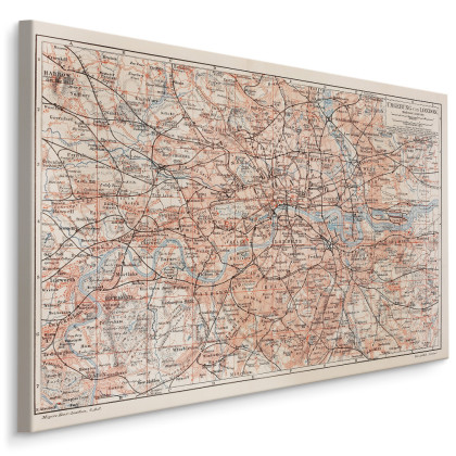 Obraz Na Płótnie Mapa Londynu I Okolic
