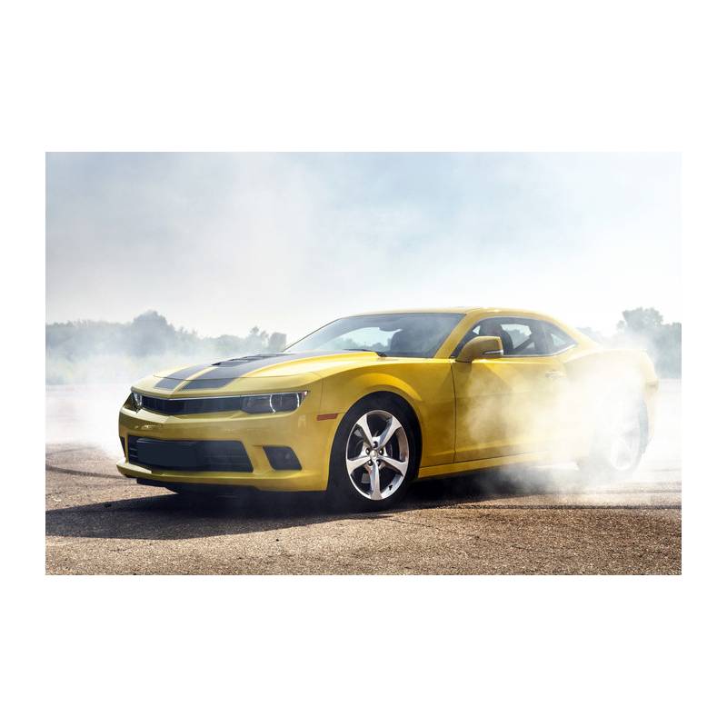Obraz Wieloczęściowy Driftujący Żółty Samochód 3D