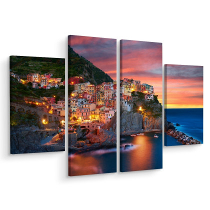 Obraz Wieloczęściowy Miasto Manarola We Włoszech