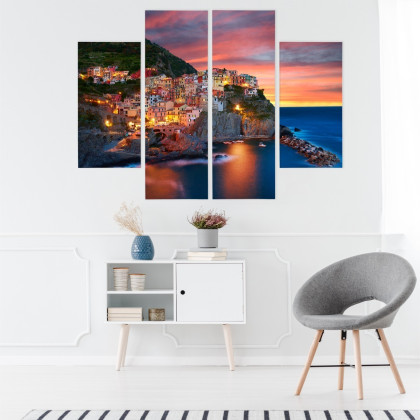Obraz Wieloczęściowy Miasto Manarola We Włoszech
