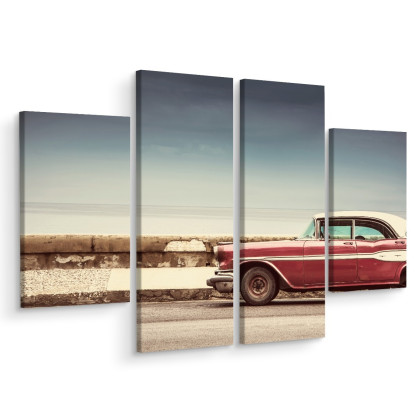 Obraz Wieloczęściowy Stare Amerykańskie Auto W Stylu Retro