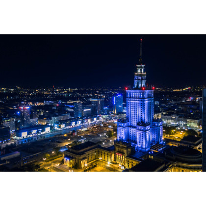 Obraz Na Płótnie Oświetlona Warszawa Nocą