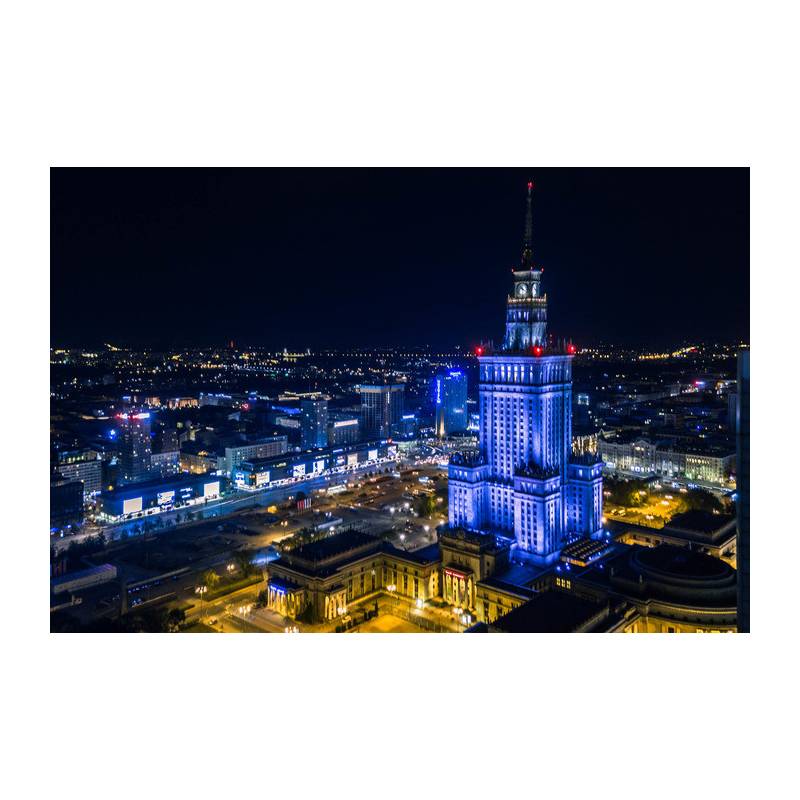 Obraz Na Płótnie Oświetlona Warszawa Nocą