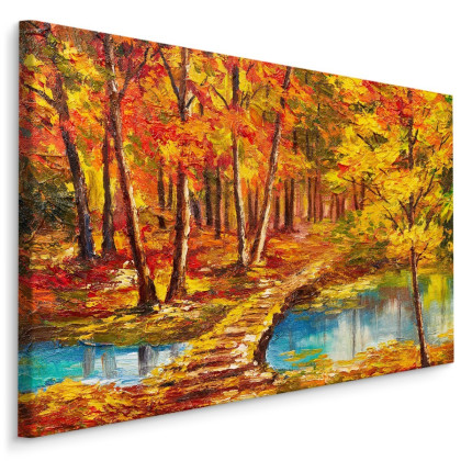 Obraz Na Płótnie Kładka W Jesiennym Lesie