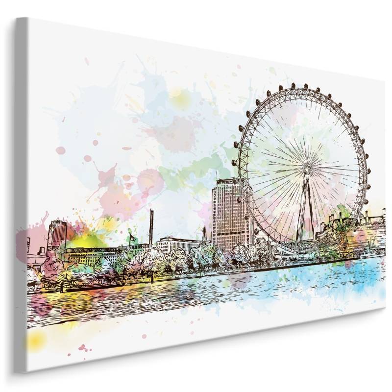 Obraz Na Płótnie London Eye Malowany Akwarelą