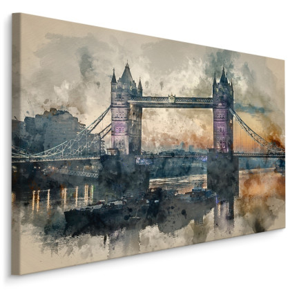 Obraz Na Płótnie Widok Na Tower Bridge Malowany Akwarelą