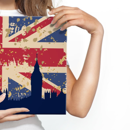 Obraz Na Płótnie Flaga Wielkiej Brytanii Z Sylwetką Londynu