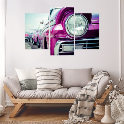 Obraz Wieloczęściowy Reflektor Auta W Stylu Retro Na Kubie