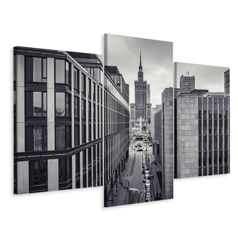 Obraz Wieloczęściowy Panorama Centrum Warszawy Czarno-Biała
