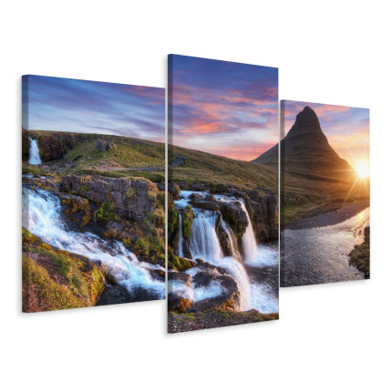 Obraz Wieloczęściowy Góra Kirkjufell Z Wodospadami