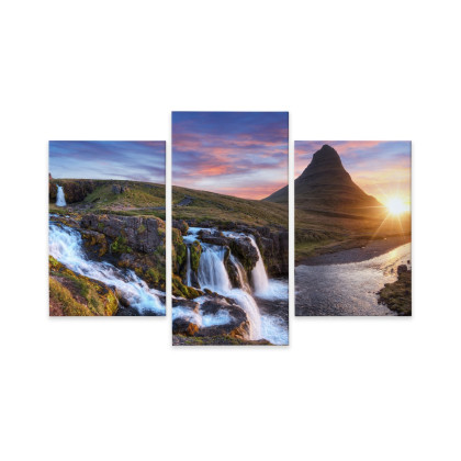 Obraz Wieloczęściowy Góra Kirkjufell Z Wodospadami