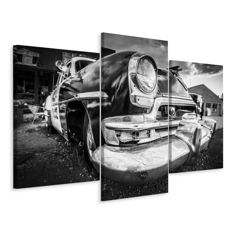 Obraz Wieloczęściowy Czarno-Białe Amerykańskie Auto Retro