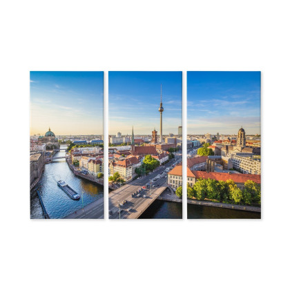 Obraz Wieloczęściowy Rzeka Sprewa I Panoramiczny Widok Berlina