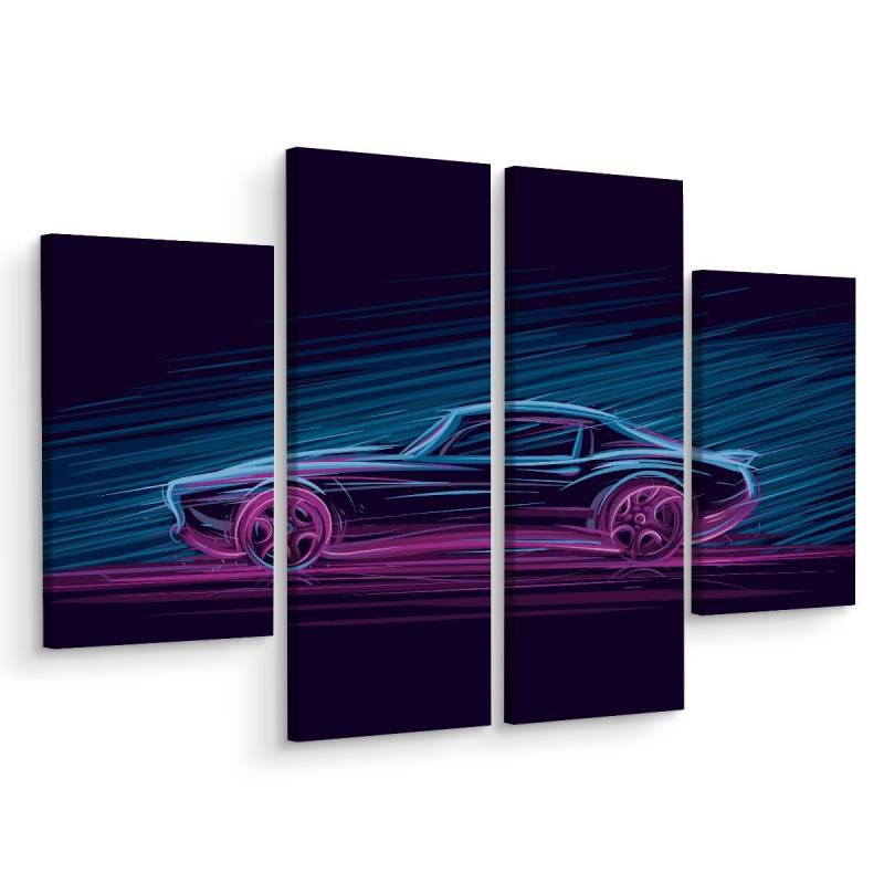 Obraz Wieloczęściowy Neonowy Muscle Car