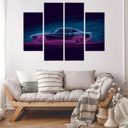 Obraz Wieloczęściowy Neonowy Muscle Car
