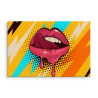 Obraz Na Płótnie Różowe Usta Na Kolorowym Tle W Stylu Retro Pop-Art