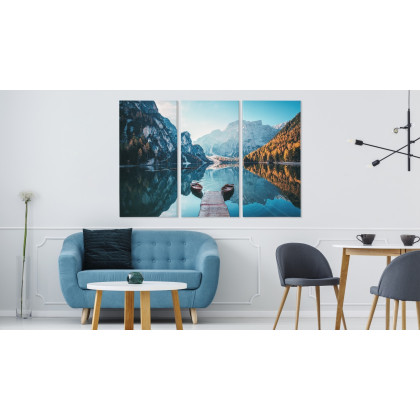 Obraz Wieloczęściowy Jezioro Braies We Włoskich Dolomitach 3D