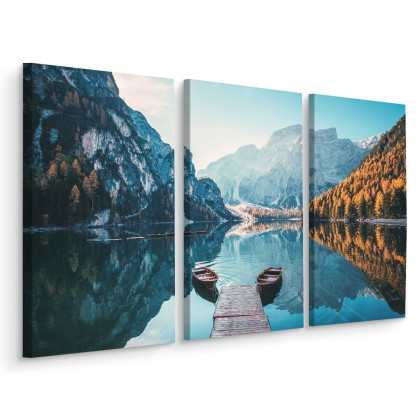Obraz Wieloczęściowy Jezioro Braies We Włoskich Dolomitach 3D