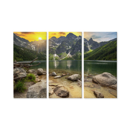 Obraz Wieloczęściowy Morskie Oko W Tatrach O Zachodzie Słońca 3D