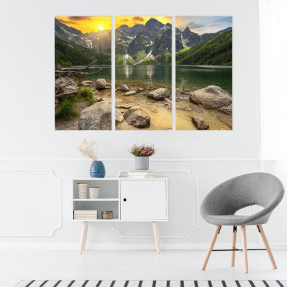 Obraz Wieloczęściowy Morskie Oko W Tatrach O Zachodzie Słońca 3D