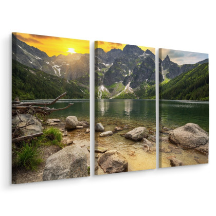 Obraz Wieloczęściowy Morskie Oko W Tatrach O Zachodzie Słońca 3D