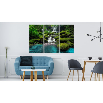 Obraz Wieloczęściowy Piękny Wodospad W Dżungli