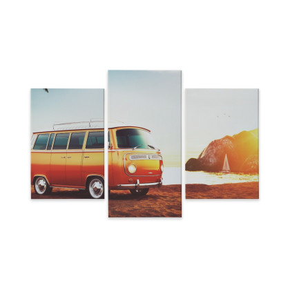 Obraz Wieloczęściowy Retro Samochód Na Plaży