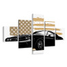 Obraz Wieloczęściowy Amerykański Muscle Car Z Flagą Usa W Tle