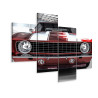 Obraz Wieloczęściowy Czerwony Muscle Car W Garażu