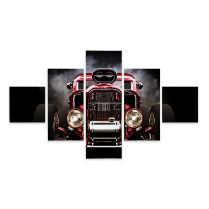 Obraz Wieloczęściowy Samochód Hot Rod Na Tle Dymu