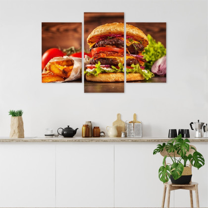 Obraz Wieloczęściowy Domowy Hamburger