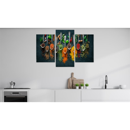 Obraz Wieloczęściowy Zioła I Przyprawy Na Łyżkach