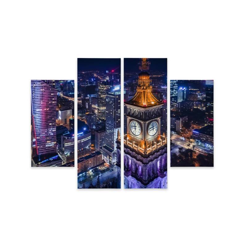 Obraz Wieloczęściowy Warszawska Panorama Nocą